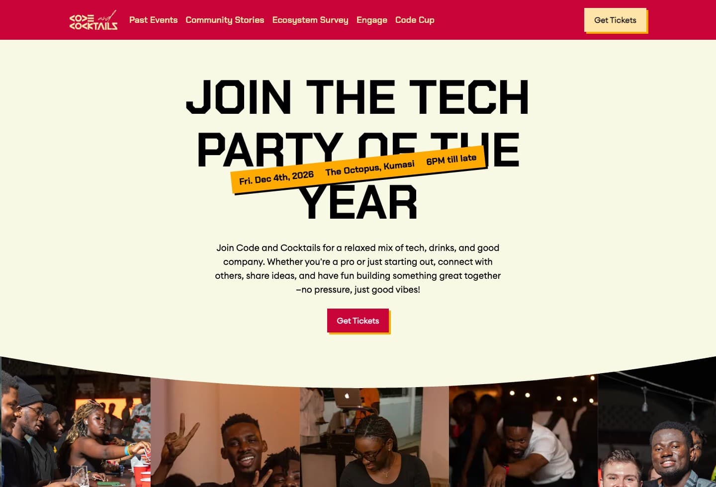 Code & Cocktails event website preview